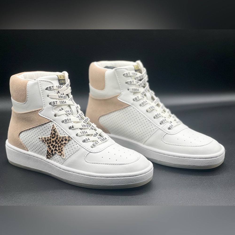 NIB Vintage Havana Layup High Top Sneaker Tan Matt Glitter Size US Women 7.5